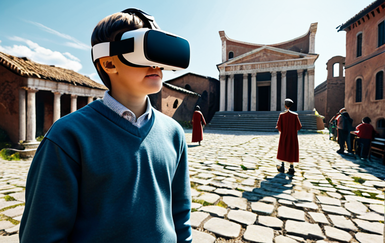 VR History Lesson**

"A student wearing a VR headset, fully clothed in casual clothing, immersed in a virtual reality recreation of a historical event like a Roman forum or ancient Siberian village. The setting is a modern classroom with other students in the background. Safe for work, appropriate content, family-friendly, perfect anatomy, correct proportions, professional illustration, high detail."

**